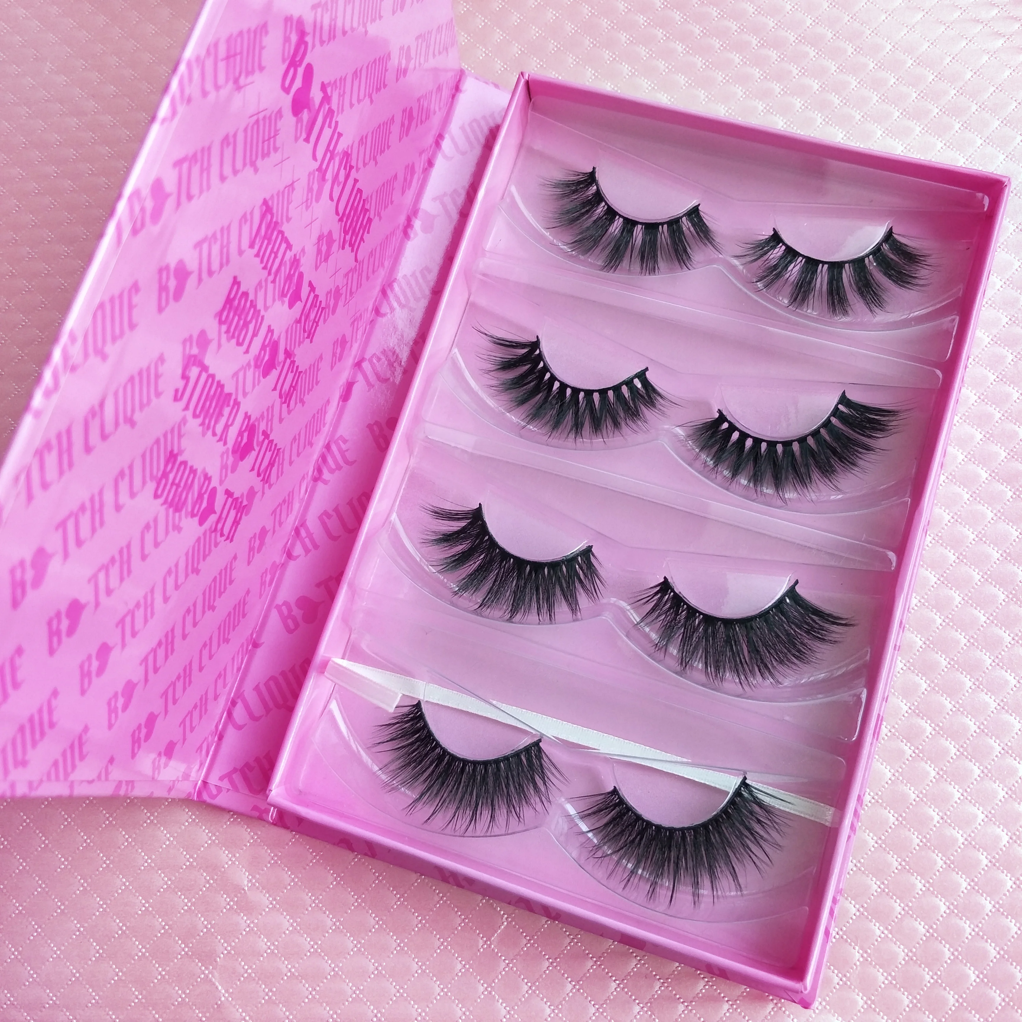 

Custom Box Your Own Brand Supplies Wholesale 16Pairs Paper Lash Book mink lash with packaging holographic lash case, Black