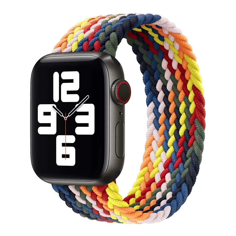 

Fashion Apple Watch Band Nylon Braided Watch Solo Loop Sports Watch Belt For iwatch Series 3 4 5 6 7 SE Size 44 42 40 38MM