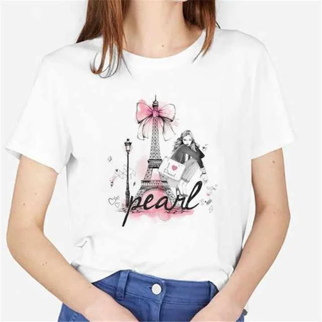 

Summer New Fashion Print Short Sleeve Ladies Casual T-shirt, Picture color