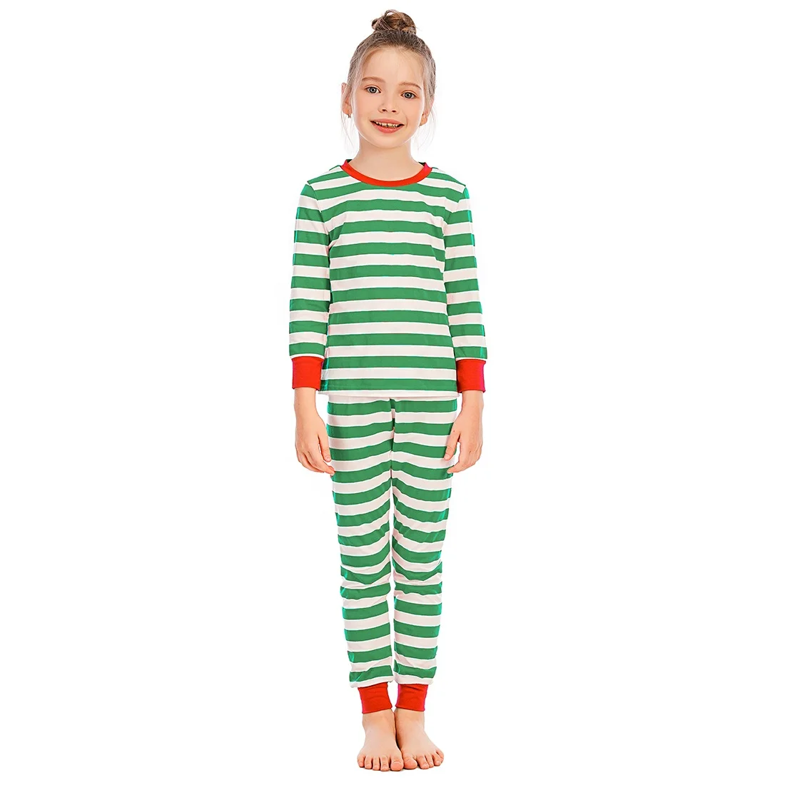 
2020 new arrival Autumn Long Sleeve christmas couple parent-child Striped family Christmas pajamas 