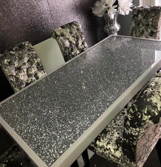 Sparkly Diamond Crush Large Mirrored Dining Table (180 Cm X 90 Cm
