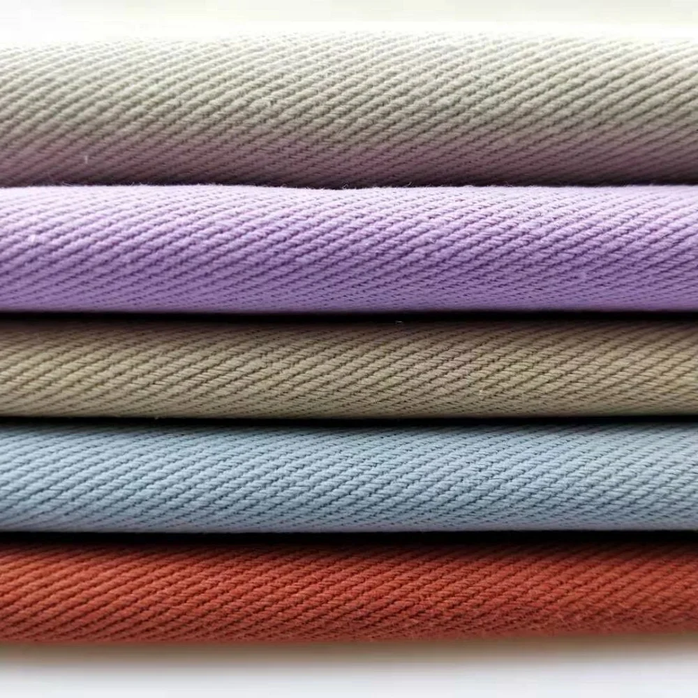 

100% Cheap Customized Cotton Twill Plain Dyed Washed Fabrics D312 for Mens Pants