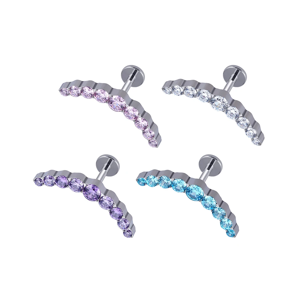 

ASTM F136 Titanium Fine Jewelry CZ Zircon Cluster Internally Threaded Lip Stud Labret Piercing