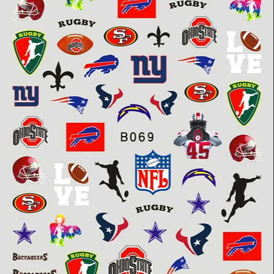 

16pcs Basketball Football Nail Art Decorations Decals Sports Nail Art Sticker, Picture