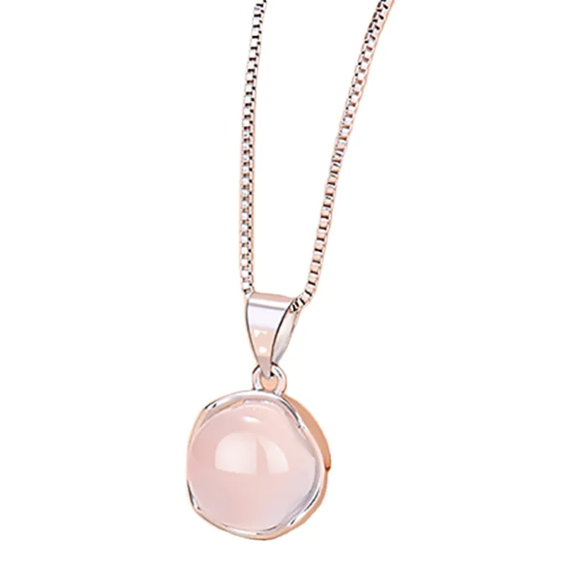 

White Chalcedony Necklace Female Niche Fresh And Light Luxury Clavicle Chain Round Pendant Net Red Gift Jewelry Wholesale