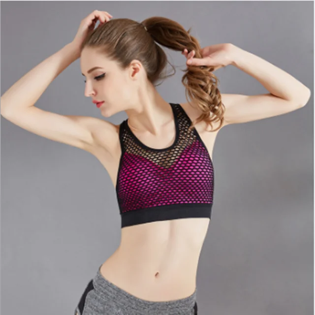 

Cross border special air mesh no steel ring sports bra Yoga quick dry vest