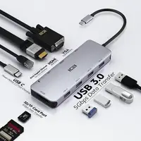 

10 in 1 Type C Hub With 1000M RJ45 And VGA USB C Hub To 4USB 3.0 Adapter