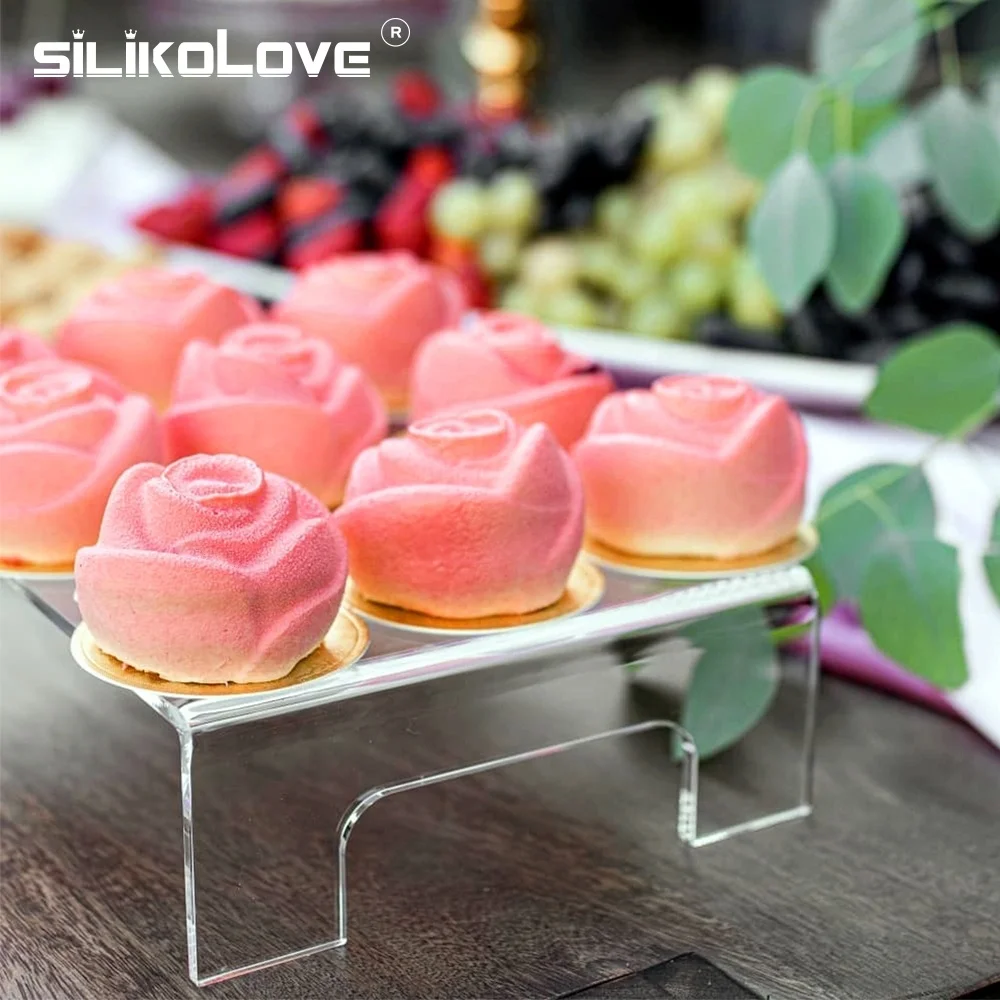 

Silicone rose 6 cavity baking cake mousse mould for flower shape dessert pastry mousse decorating bakeware accessories, As picture or as your request