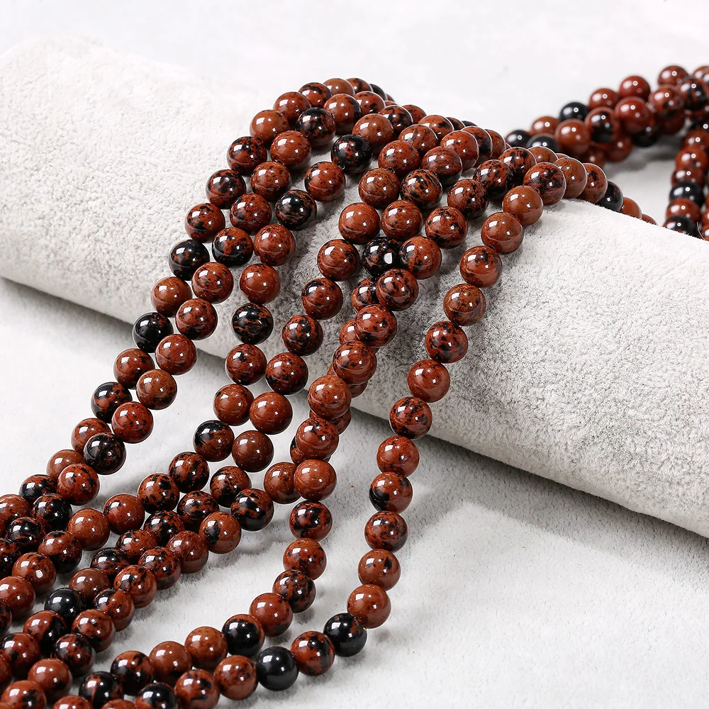 

8mm Stone Beads Kit for Jewelry Making,Natural Mahagony Obsidian Assorted Beads,Round Loose Beads Set for Bracelet Necklace