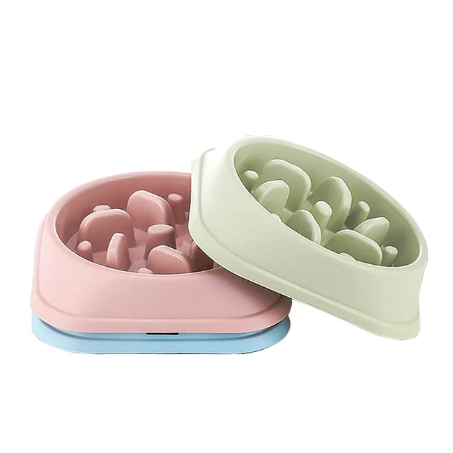 

Eco friendly PP pet travel supplies food slow eat portable puzzle slow feeder dog bowl, Blue, green, pink
