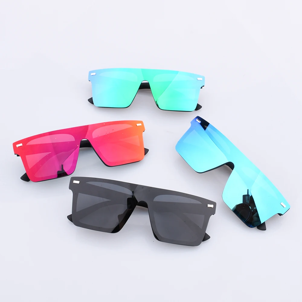 

2020 Fashion Oversized One Piece Lens Women Sunglasses Hot Selling Unisex Square TAC Polarized Sun Glasses With Rivet, Custom colors