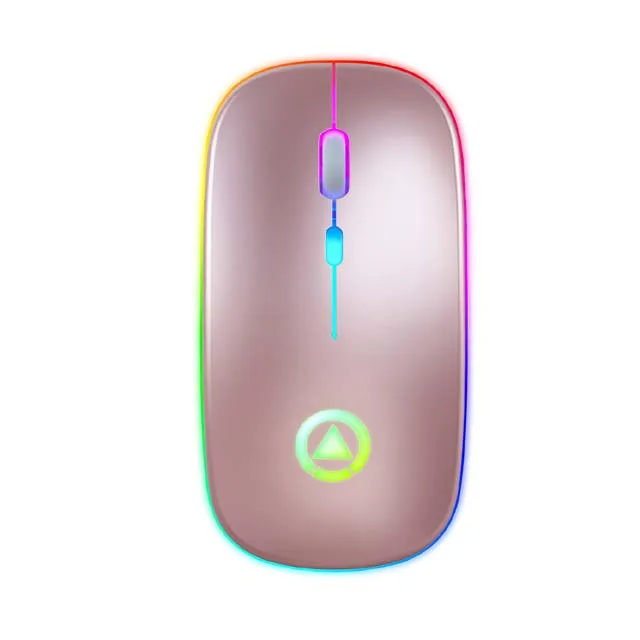 

Led Colorful Lights Computer Wireless Mouse, White,black,rose gold and grey