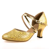 

Popular hot selling gold sequin woman party latin dance shoes