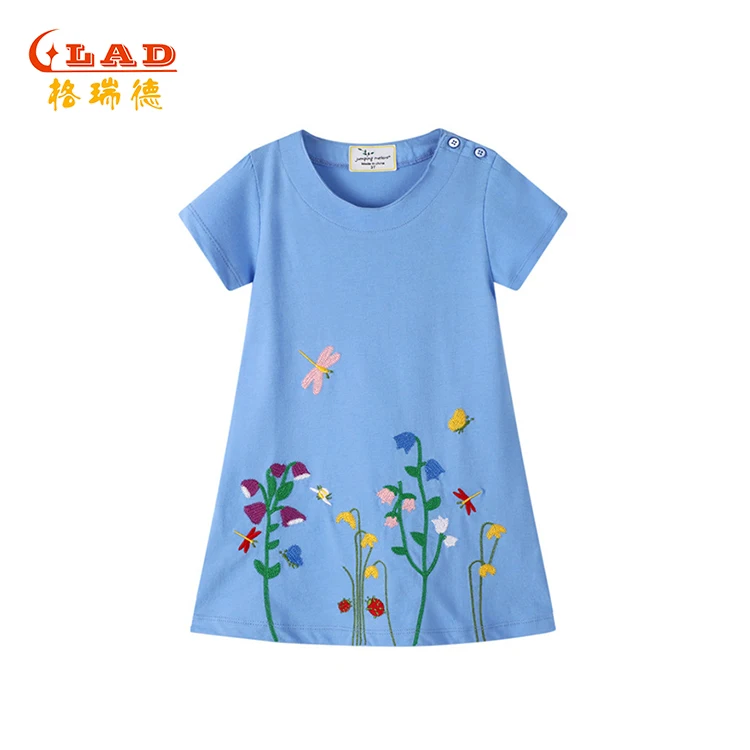 

High Quality 3 To 12 Years Baby Kids Girl Dresses Party Summer Children Girl Dress, Light blue