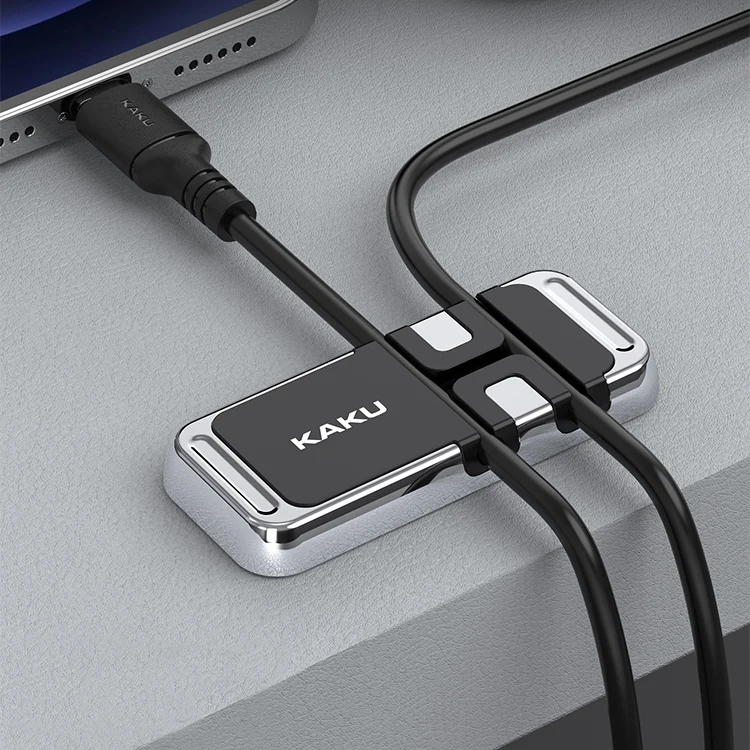 

KAKU phone holder accessories magnetic alloy car mobile phone stand with cable slot
