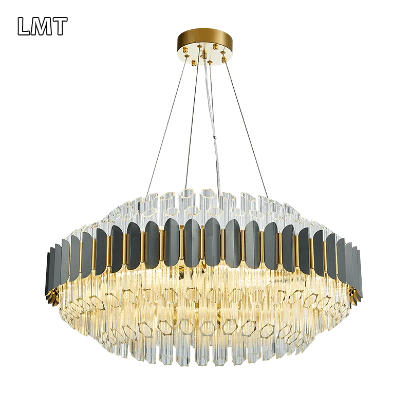 China ali baba factory living room modern pendant light E14 round large luxury k9 crystal lighting high ceiling chandelier