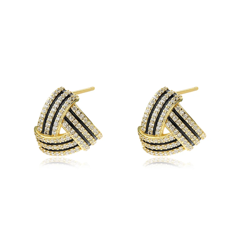 

Ladies earrings 2023 Jewelry 925 sterling silver Gold plated zircon Dainty Triangle Earrings stud for women