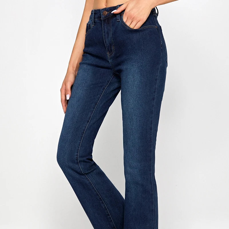 

2021 New Hot Selling Elegant Style Solid Color Wide Leg Jeans Women Stretchy Jeans Casual Wear For Women, Blue