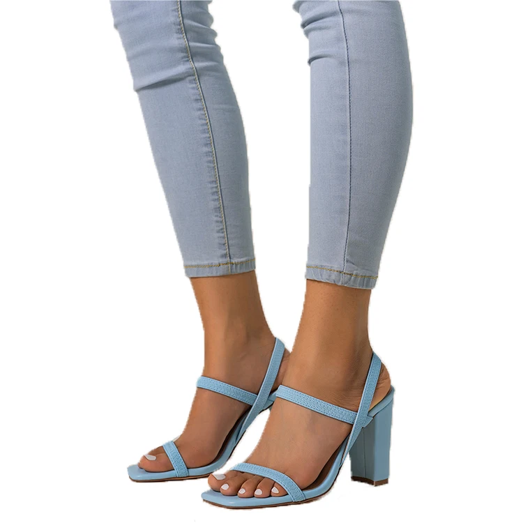 

Custom Four Seasons New Blue Sexy Open Toe Women's High Heels Shallow Mouth Fashion High Heels Sandals