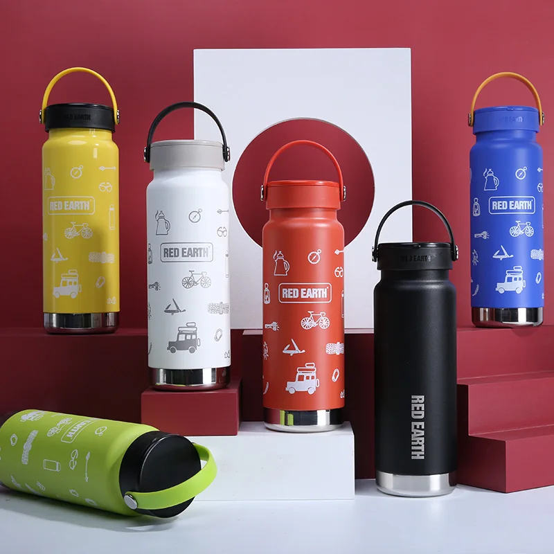 

GiNT 750ml Fashion Design Good Quality SUS316 Vacuum Water Cup Insulated Water Bottles with TPE Handle, Customized colors acceptable