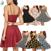 

Wholesale Casual Beach Floral Sexy Sling Lady Vest Nightclub Women Sleeveless Short Evening Dress