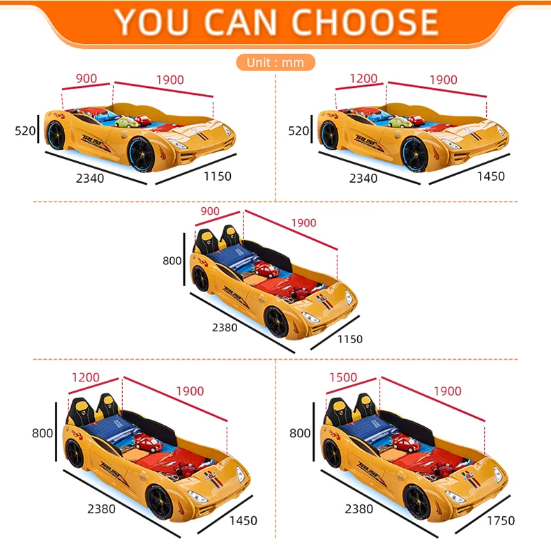 New Design King Full Size Racing Kids Bed Children Bedroom Furniture