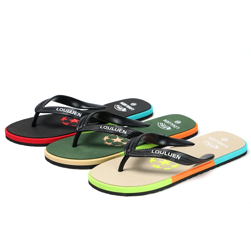 

2021 new design hot sale outdoor colorful flip flops comfortable beach PVC slippers for men, Customized color