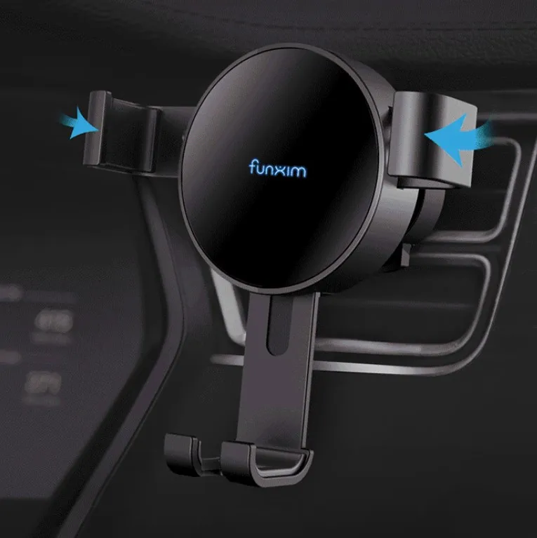 

top seller 10w mobile phone automatic fast qi wireless charging car holder wireless car charger mount, Black