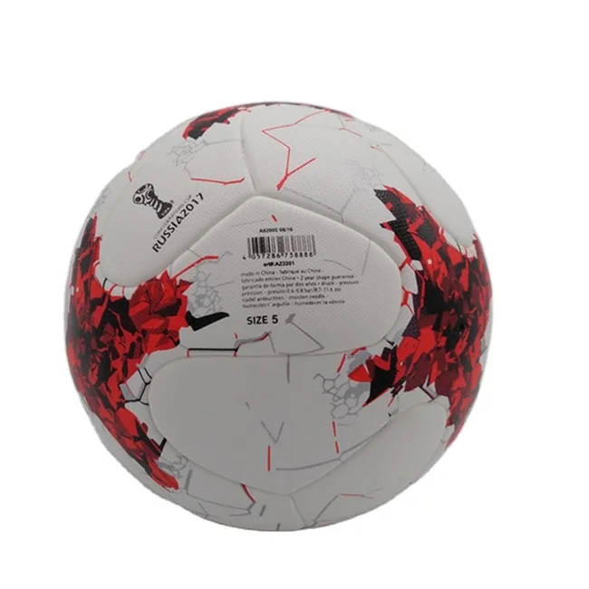 

2020 High Quality Bola Anti-Slip Soft PU Leather Soccer Football Ball, Red & green