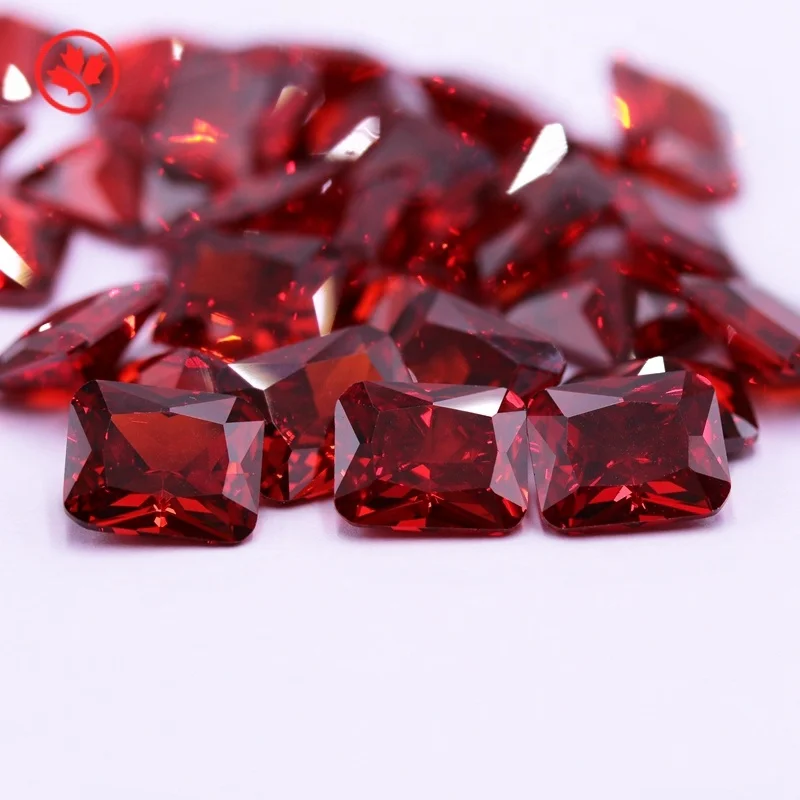 

Redleaf Jewlery wholesale high-quality multi-specification cubic zirconia AAAAA gemstone rectangular chamfered red garnet