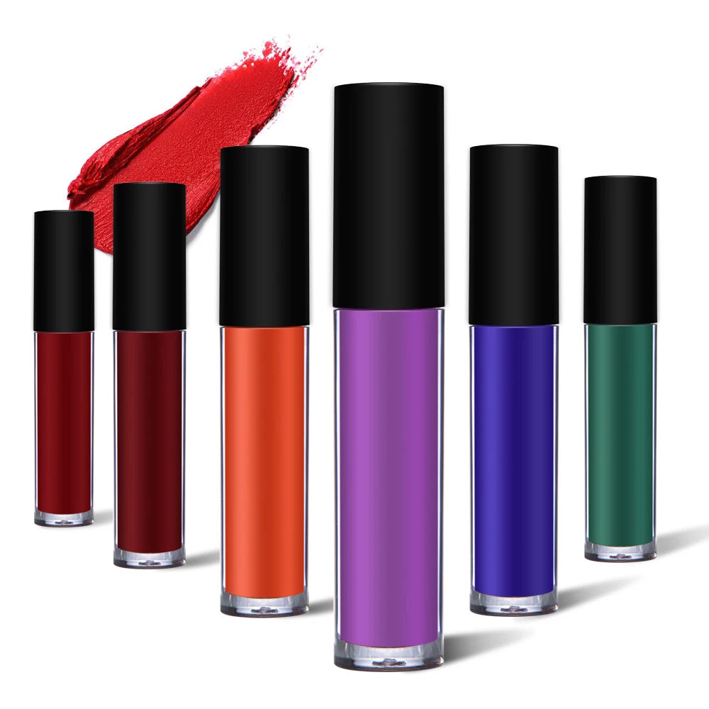 

6 colors long lasting moisturizing no fading non-stick cup matte lip gloss private label low MOQ wholesale lipstick