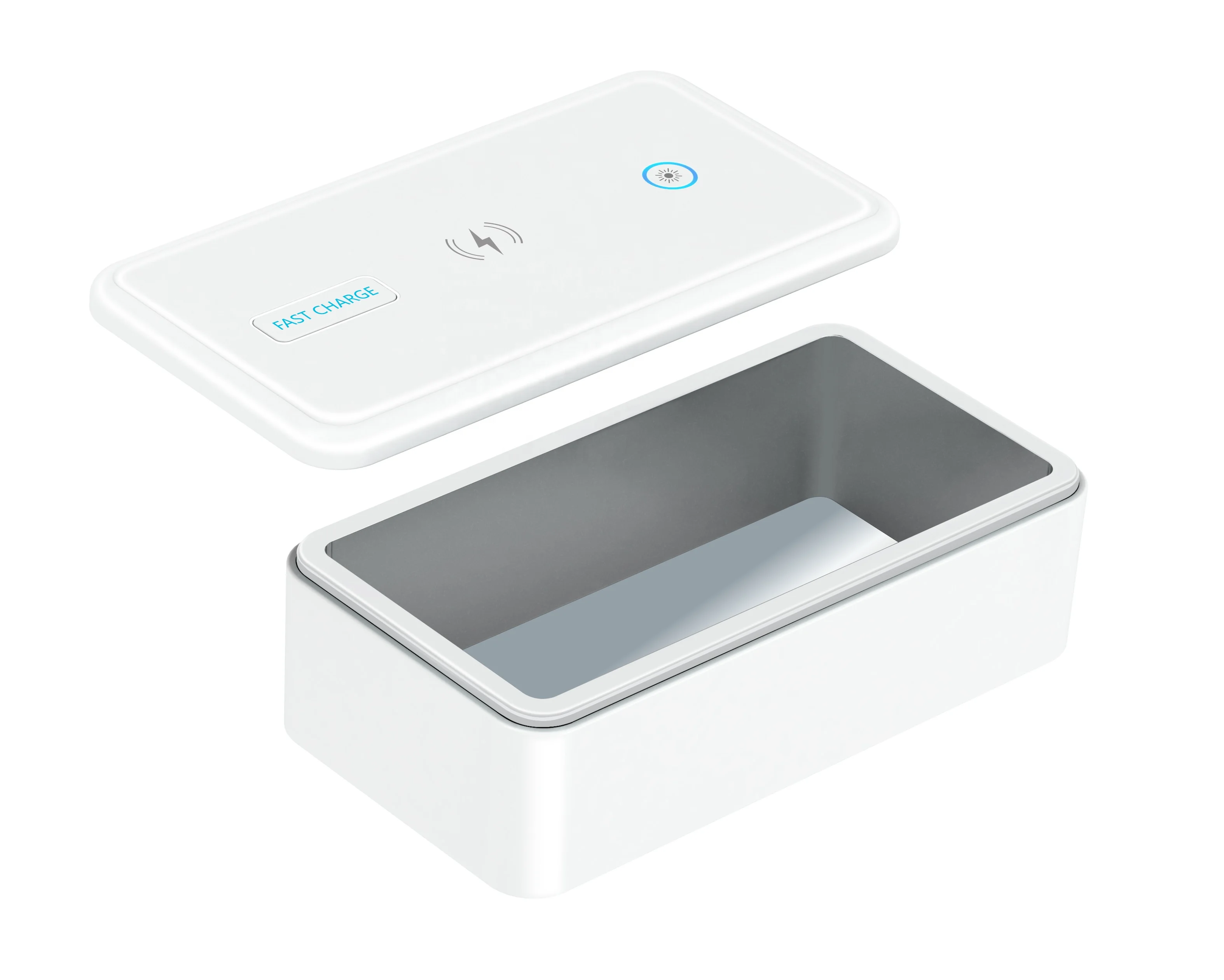 
factory hot sale LED UV sterilizer box with fast wireless charging 3 in 1 Phone Sterilization Box 