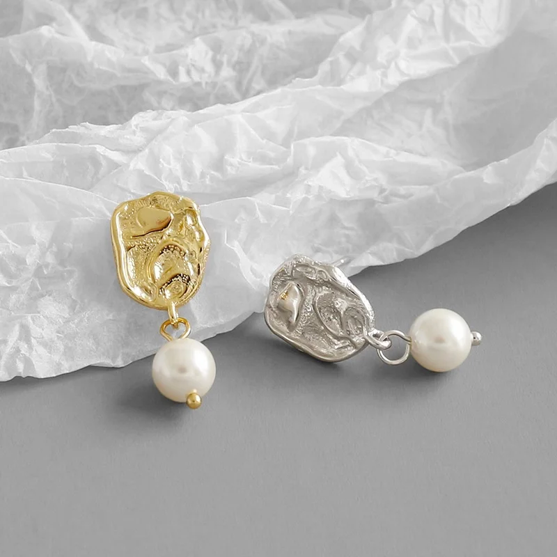 

Danyang S925 Sterling Silver Platinum 18k Gold Earrings Shell Pearl Bead Earrings for Women Jewelry