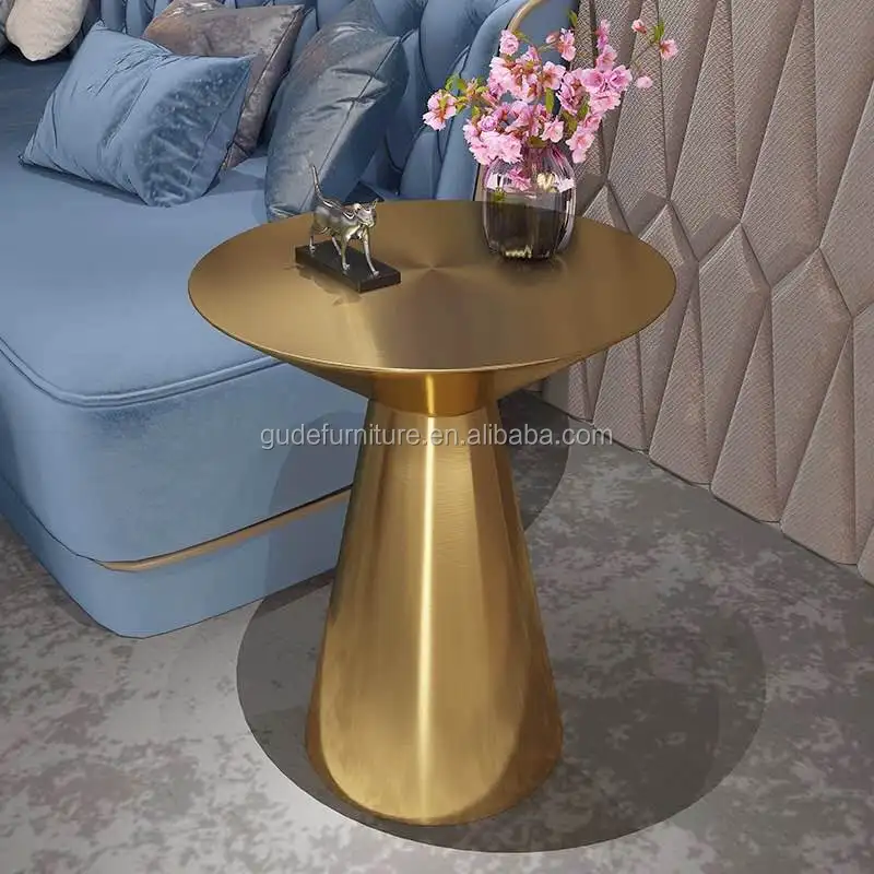 Ct0051 Modern Round Gold Color Coffee Table Stainless Steel Round End