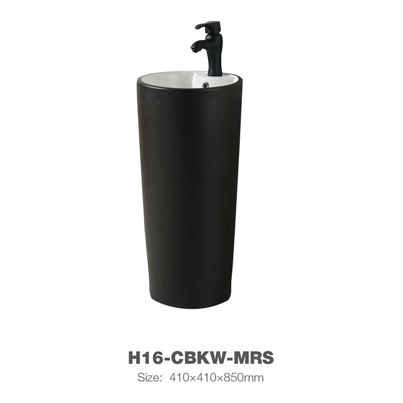 Northern European Style Matte Black Round Floor Type Wash Basin H16-CBKW-MRS