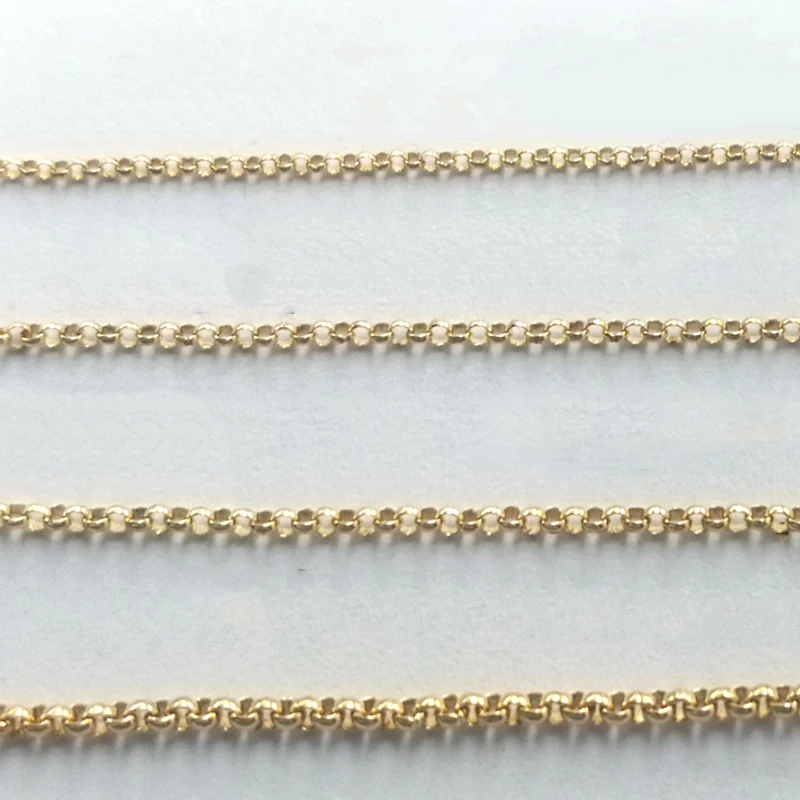 

14K Rolo Belcher Link Chain 0.85mm 1mm 1.1mm 1.3mm AU585 Real Yellow Gold Chain Wholesale For Making
