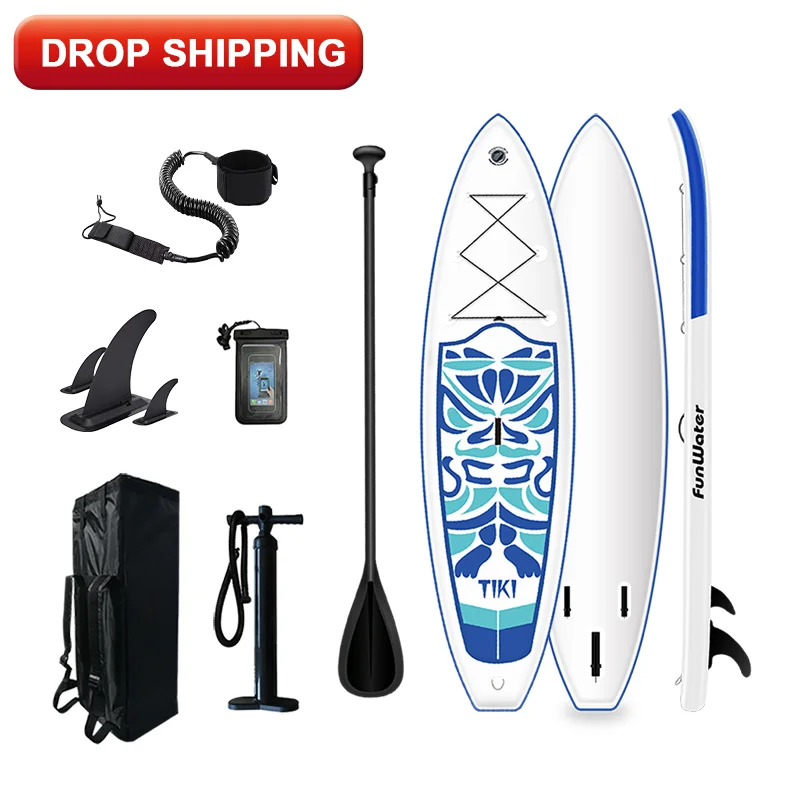 

FUNWATER drop shipping sup paddle board pranchas sup inflatabe sup xpe soft surfboard, Blue and pink