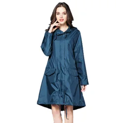 6 Colors Waterproof Raincoat Women Hooded Long Rain Jacket Breathable Rain Coat Poncho Outdoor Rainwear