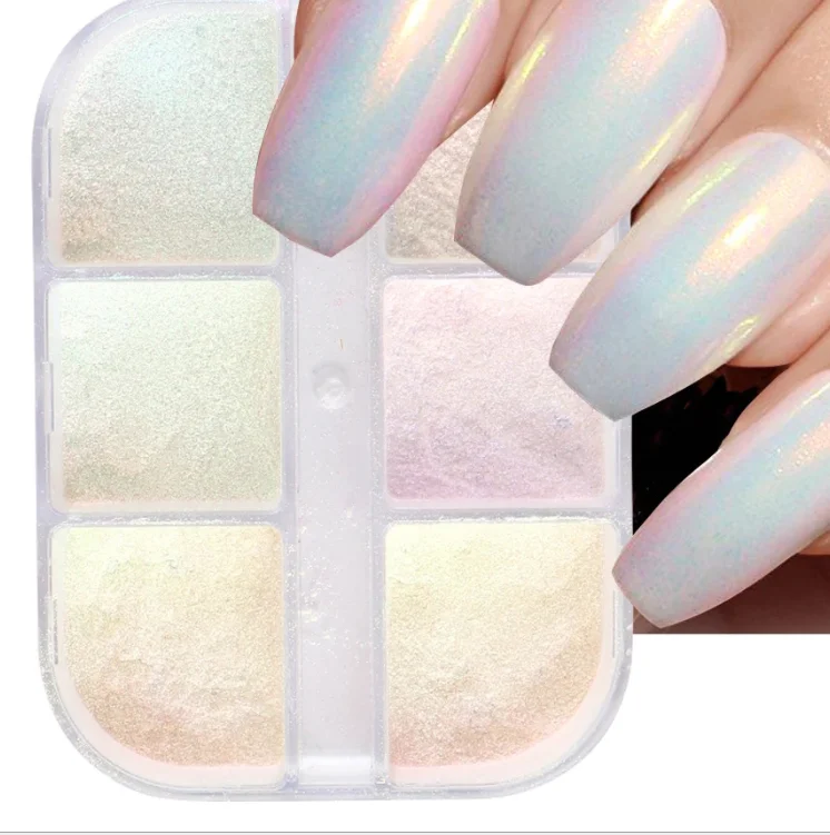 

Hot sale Shine Powder 6 Aurora Illusion Shell Powder Magic Mirror acrylic Powder Manufacturer for Nail