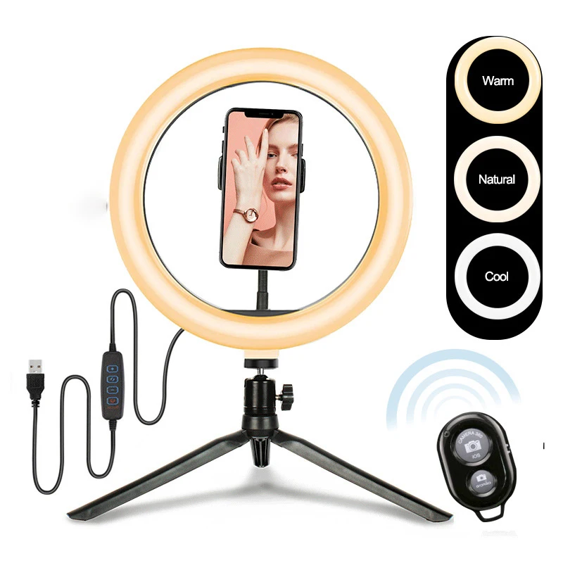 

Desktop 10 Inch Live Lamp Beauty Make Up Lamp Ring Light With Stand For Video YouTube Live TIK TOK