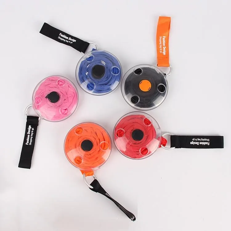 

Epsilon magic ecologic foldable key ring shopping bag to roll up with logo, Red;orange;black;blue;pink