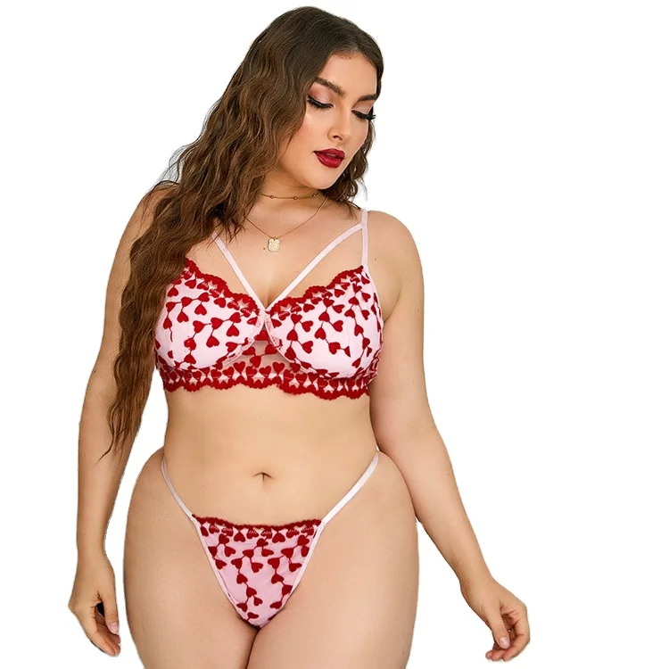 

PoeticExist Two-Piece Large Size Embroidered Lace Lingerie Set