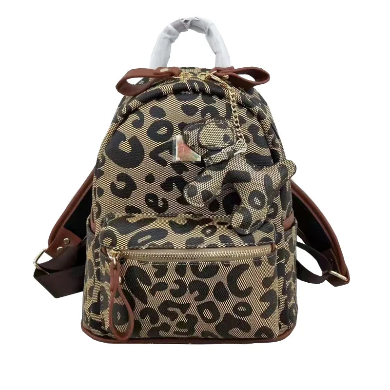 

2022 New Fashion Ladies Leopard Leather Custom Backpack Bag For Women Luxury Leather Backpacks, As picture show