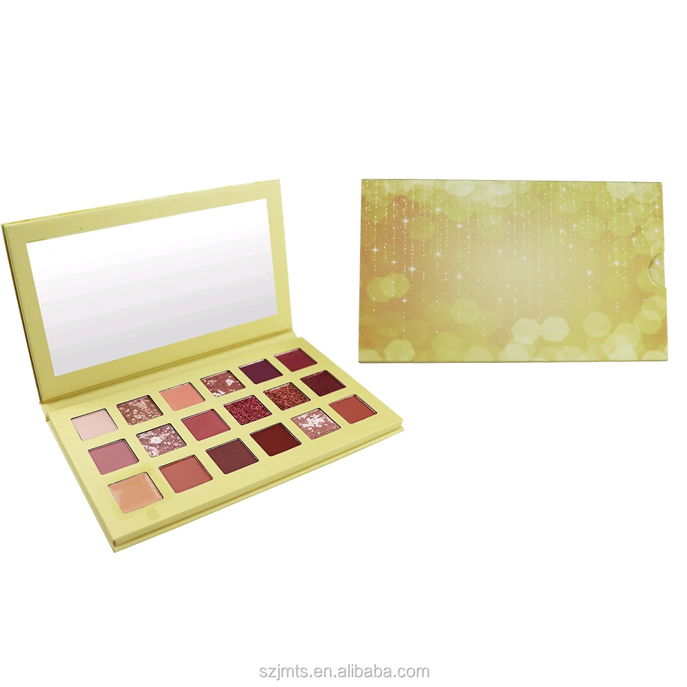 

high quality 18 color eyeshadow palette no brand shimmer pressed glitter eyeshadow palette with cardboard packaging