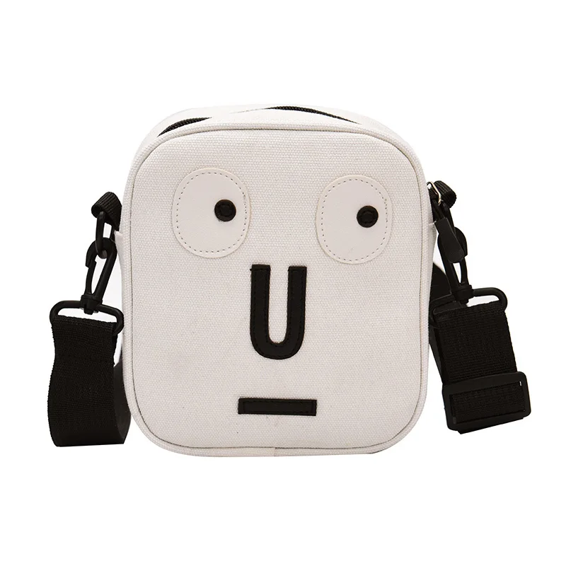 

Factory wholesale new arrival cartoon women mini cotton canvas cross body bag, White,black,yellow.