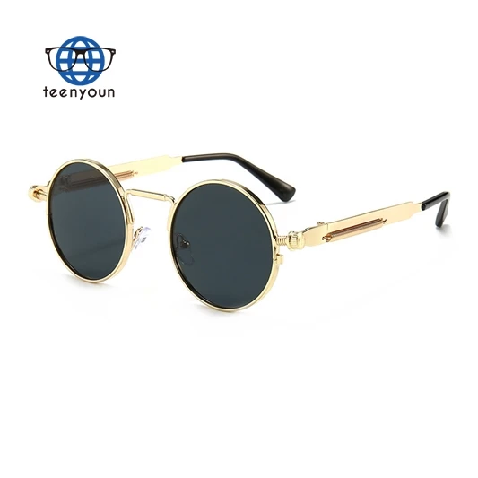 Teenyoun Vintage Round Punk Sunglasses Men's Spring Metal Steampunk Mirror Sun Glasses for Men Women Retro Personality Eyewear