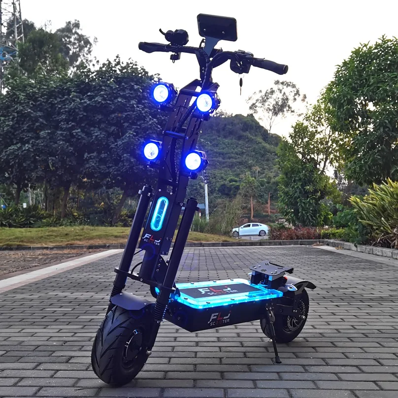 

FLJ NEW scooter 13inch SK2 60V 72V 8000W with Acrylic LED 2 pairs angel light NEW escooter 8000W