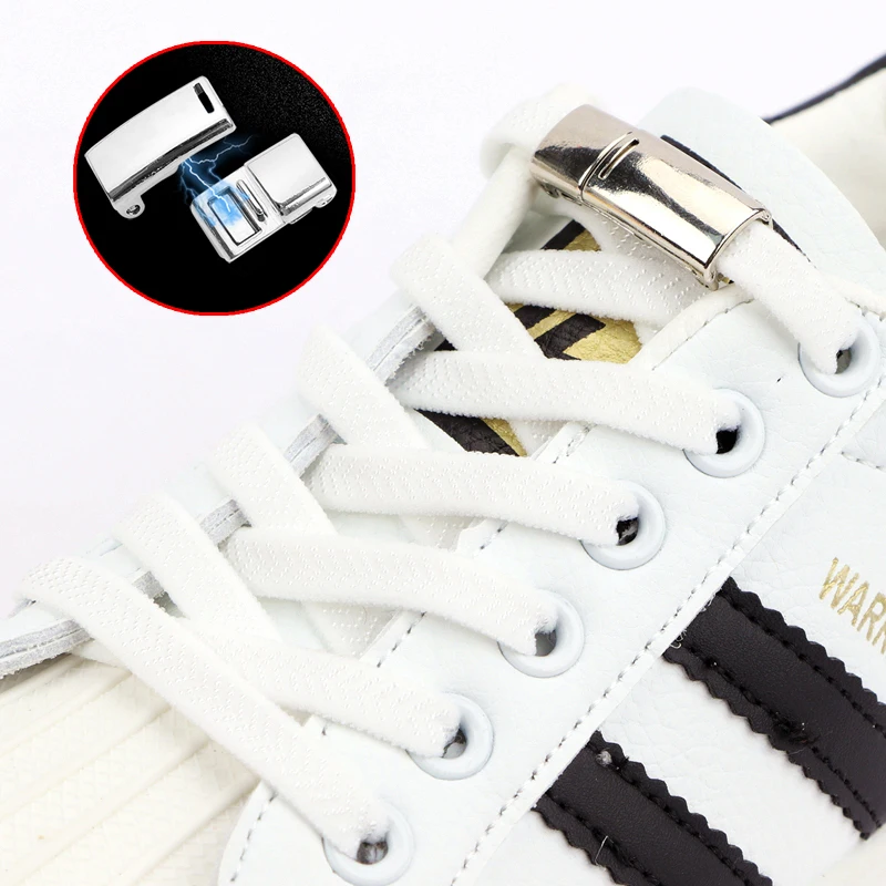 

New Magnetic Locking Elastic Shoe Laces No Tie Shoelaces Flat Sneakers Child Adult Lazy Casual Shoelace