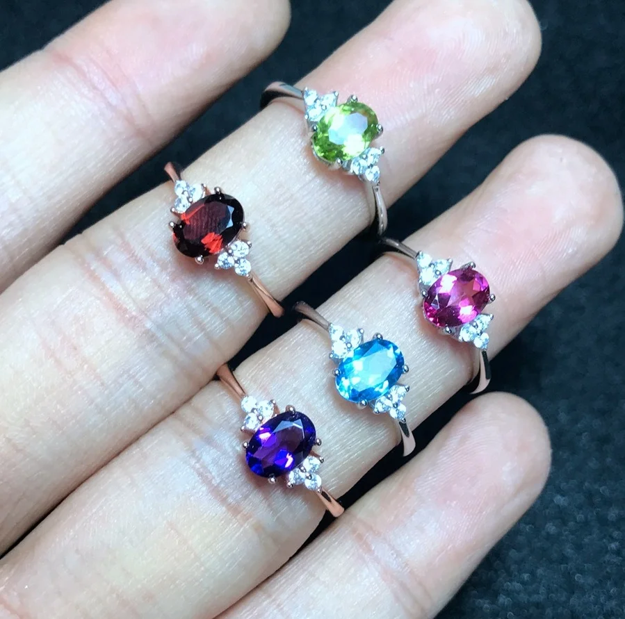 

925 Sterling Silver natural gemstone engagement ring london mystic blue and pink topaz ring olivine woman, You can customize the ring color to be silver or rose gold