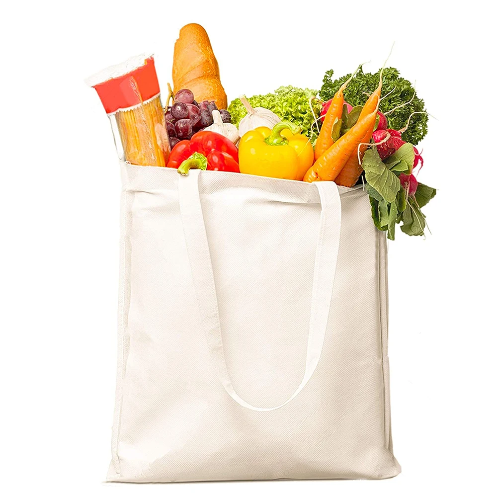 

Wholesale RTS 10oz 35*40cm Organic Cotton Plain Reusable Grocery Canvas Tote Custom Advertising Shopping Bags